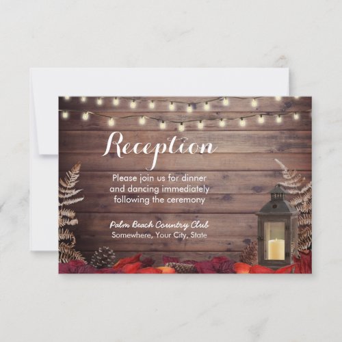 Autumn Leaves  Lantern Fall Wedding Reception Invitation