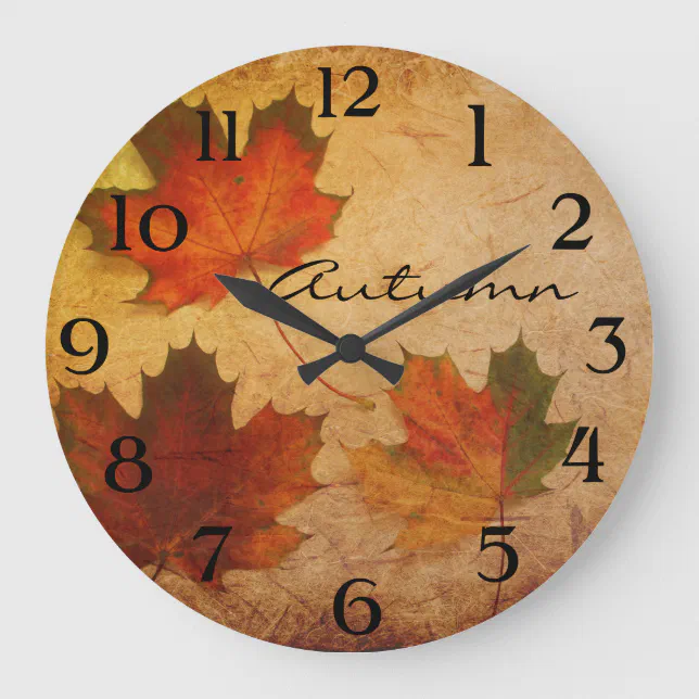 Autumn Leaves Large Clock | Zazzle
