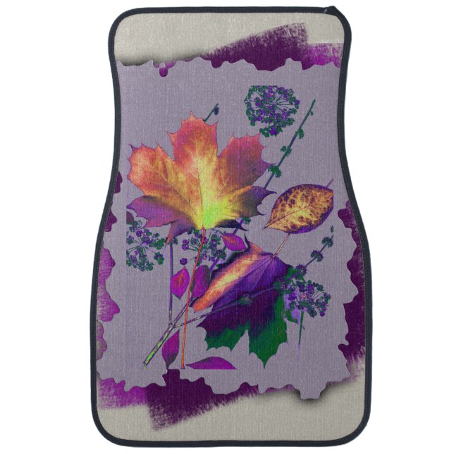 Autumn Leaves Lilac with Purple Edges Car Floor Mat (Front)