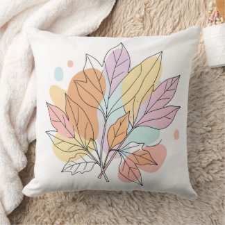 Autumn Leaves Line Art Throw Pillow