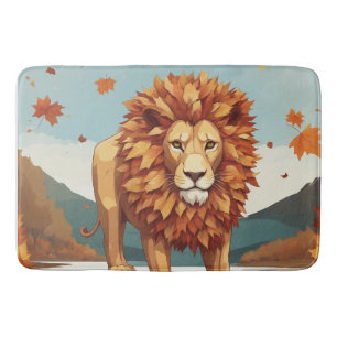 Autumn Leaves Male Lion Bath Mat