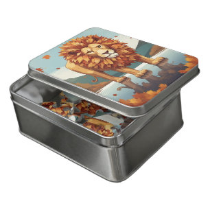 Autumn Leaves Male Lion Jigsaw Puzzle