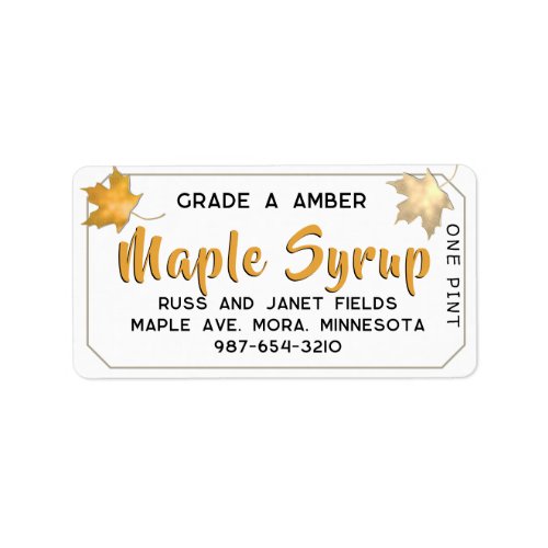 Autumn Leaves Maple Syrup Address Label