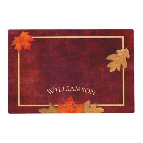 Autumn Leaves Maroon Personalized Placemat