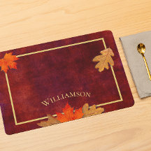 Autumn Leaves Maroon Personalized Placemat