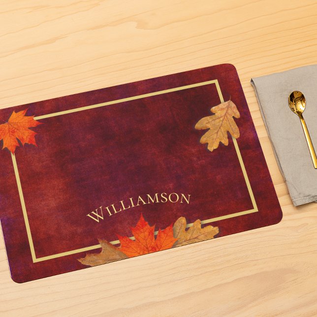 Autumn Leaves Maroon Personalized Placemat (Creator Uploaded)