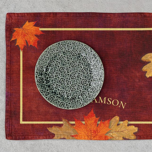 Autumn Leaves Maroon Personalized Placemat (Creator Uploaded)