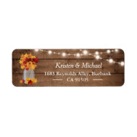 Autumn Leaves Mason Jar String Lights Rustic Wood Label