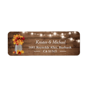 Autumn Leaves Mason Jar String Lights Rustic Wood Label