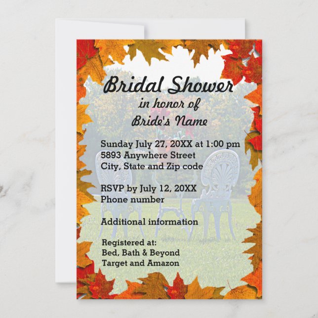 Autumn Leaves Meadow of Love Bridal Shower Invite (Front)