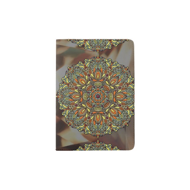 Autumn Leaves Medallion Passport Holder (Front)