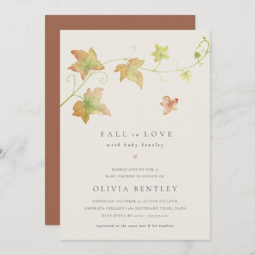 Autumn Leaves Modern Fall Baby Shower Invitation