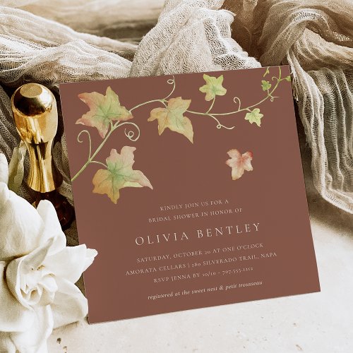 Autumn Leaves Modern Fall Bridal Shower Invitation