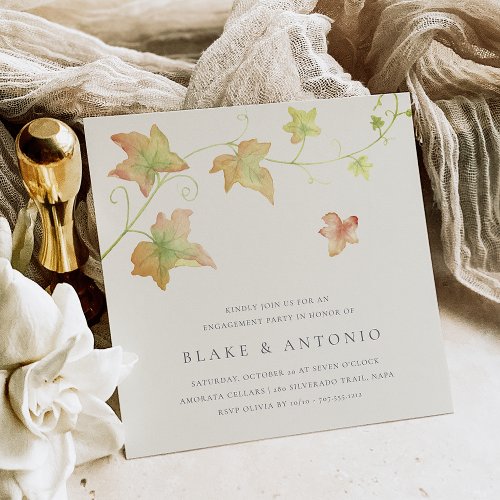 Autumn Leaves Modern Fall Engagement Party Invitation