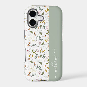 Autumn Leaves Monogram Name Modern iPhone 17 Case