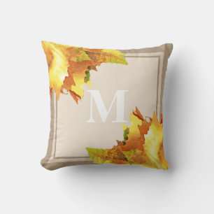 Autumn Leaves Monogram Throw Pillow