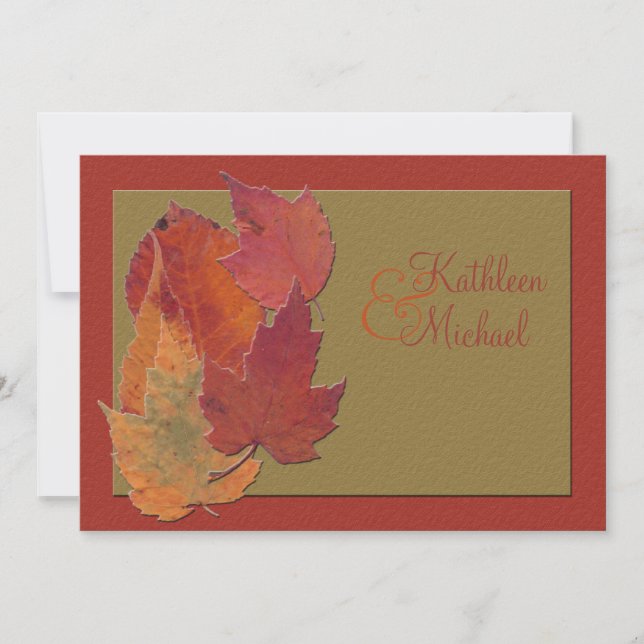 Autumn Leaves Monogrammed Wedding Invitation 2 (Front)