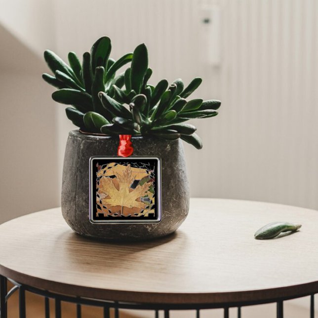 Autumn Leaves Mosaic Frame Metal Ornament (Creator Uploaded)