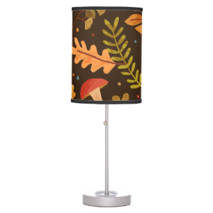 Autumn Leaves Mushrooms Vintage Pattern Table Lamp