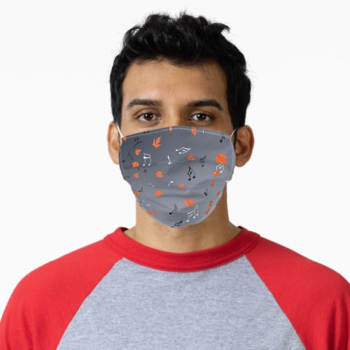 Autumn Leaves  Musical Notes  Adult Cloth Face Mask