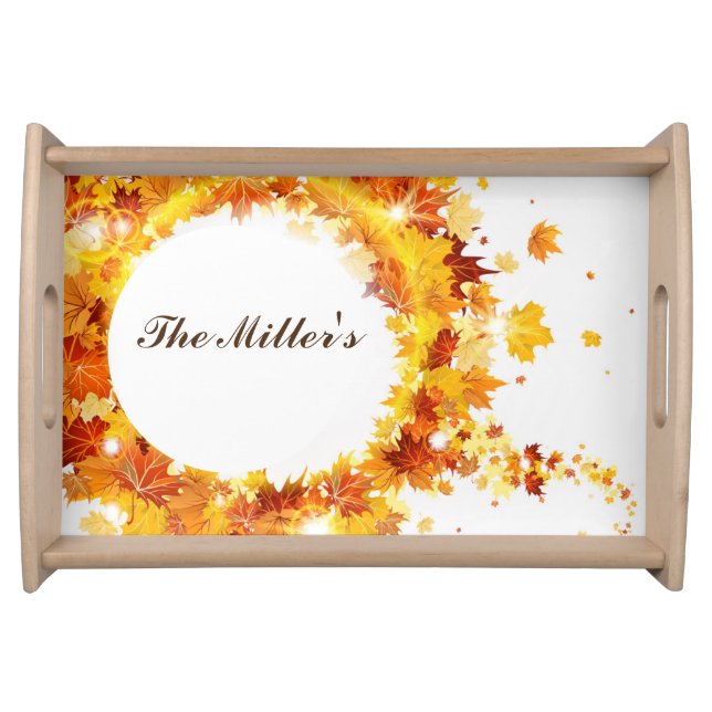 Autumn Leaves Name Serving Tray (Front)
