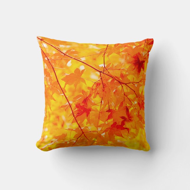 Autumn Leaves Nature Orange Throw Pillow (Front)