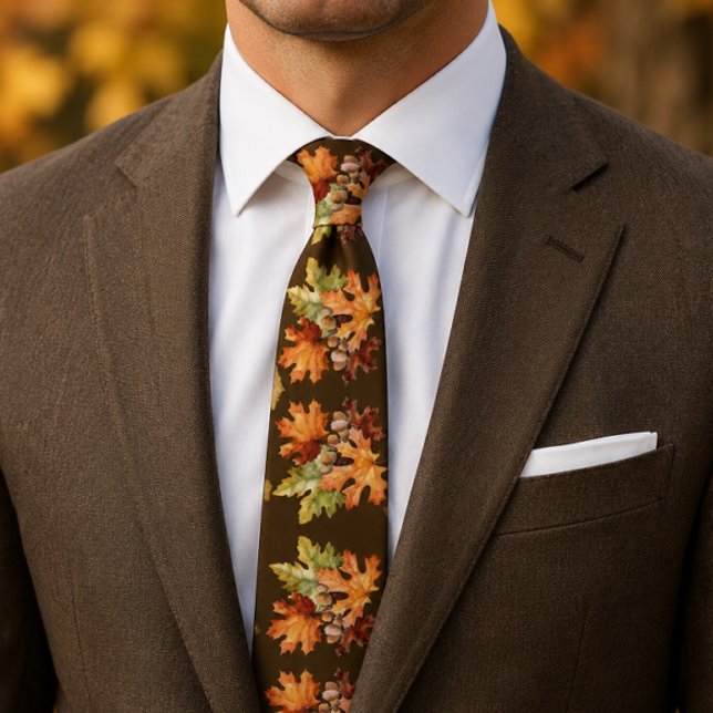 Autumn Leaves Neck Tie – Watercolor Fall Fashion  (Creator Uploaded)