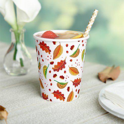  Autumn Leaves Nuts Chestnuts Pattern Elegant Fall Paper Cups