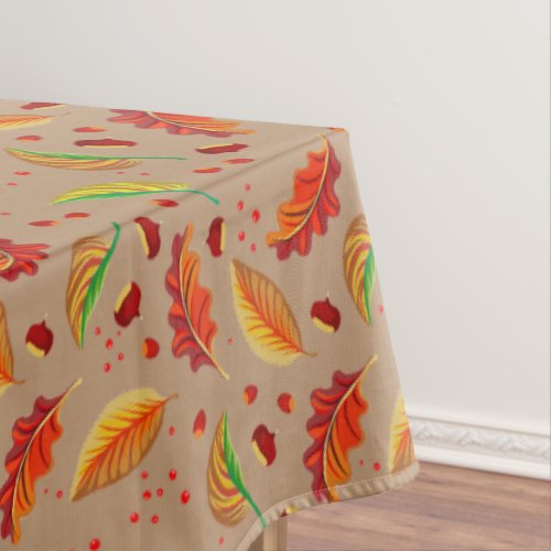  Autumn Leaves Nuts Chestnuts Pattern Elegant Fall Tablecloth