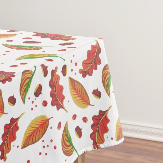  Autumn Leaves Nuts Chestnuts Pattern Elegant Fall Tablecloth (In Situ)