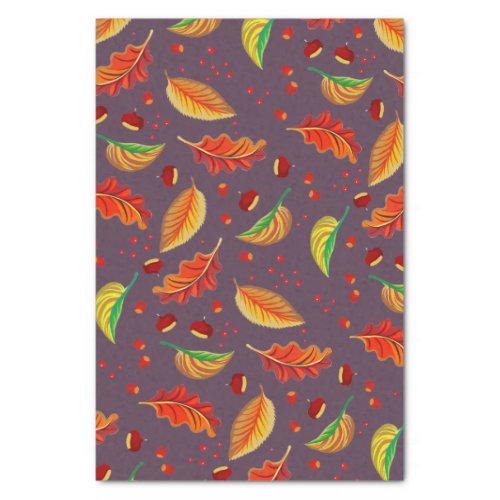  Autumn Leaves Nuts Chestnuts Pattern Elegant Fall Tissue Paper