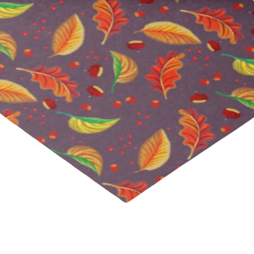  Autumn Leaves Nuts Chestnuts Pattern Elegant Fall Tissue Paper