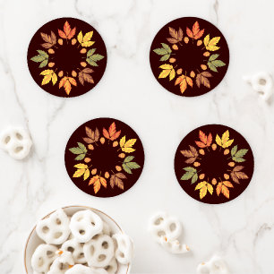 Autumn Leaves & Nuts Coaster Set