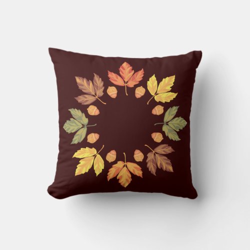 Autumn Leaves  Nuts Throw Pillow
