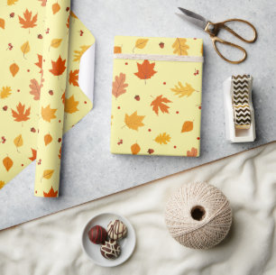 Autumn Leaves, Oak nuts Pattern Thanksgiving Gifts Wrapping Paper