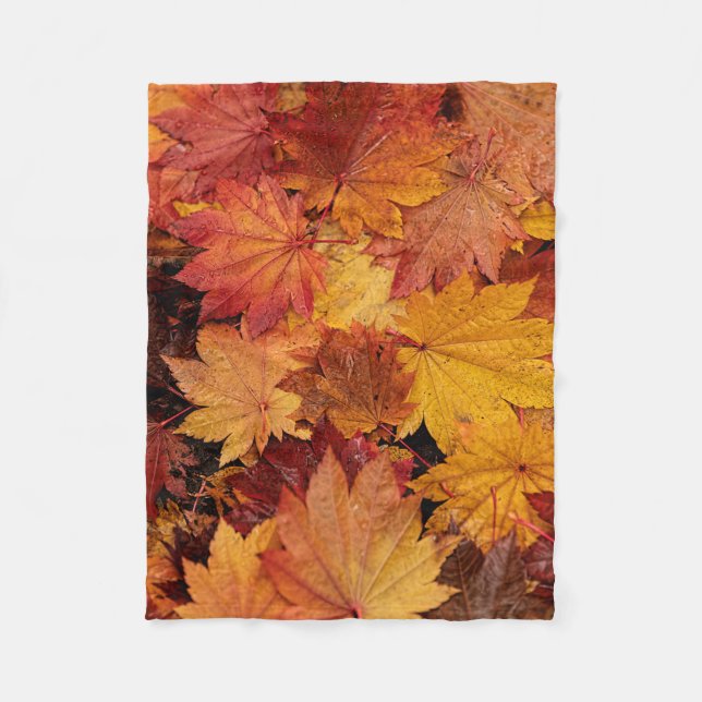 AUTUMN LEAVES OF GOLD FLEECE BLANKET (Front)