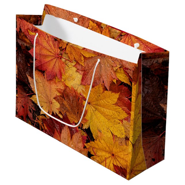 AUTUMN LEAVES OF GOLD LARGE GIFT BAG (Front Angled)