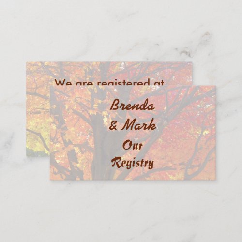 Autumn Leaves of Orange  Yellow Registry Card