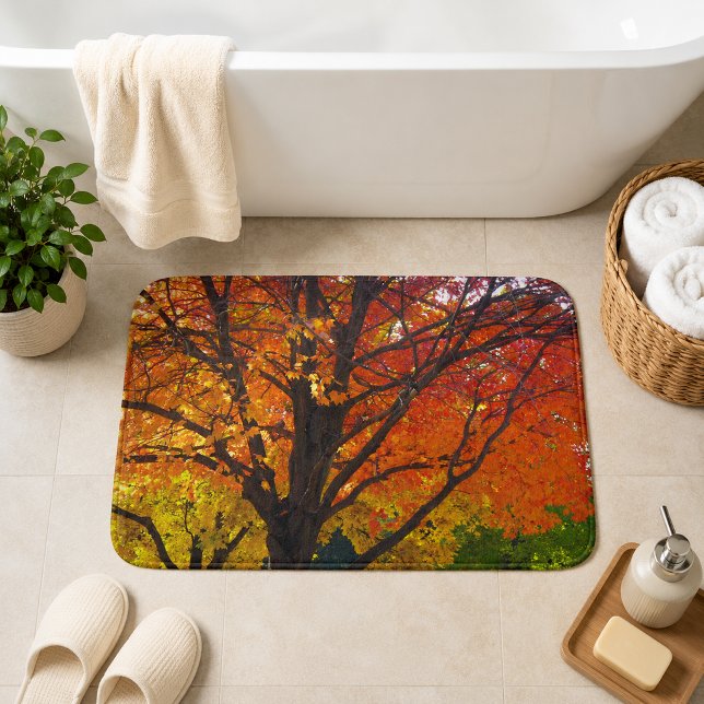 Autumn Leaves of Yellow and Orange Photo Bath Mat (Autumn Leaves of Yellow and Orange Photo Bath Mat)
