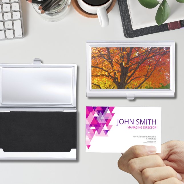 Autumn Leaves of Yellow and Orange Photo Business Card Holder (Autumn Leaves of Yellow and Orange Business Card Holder)