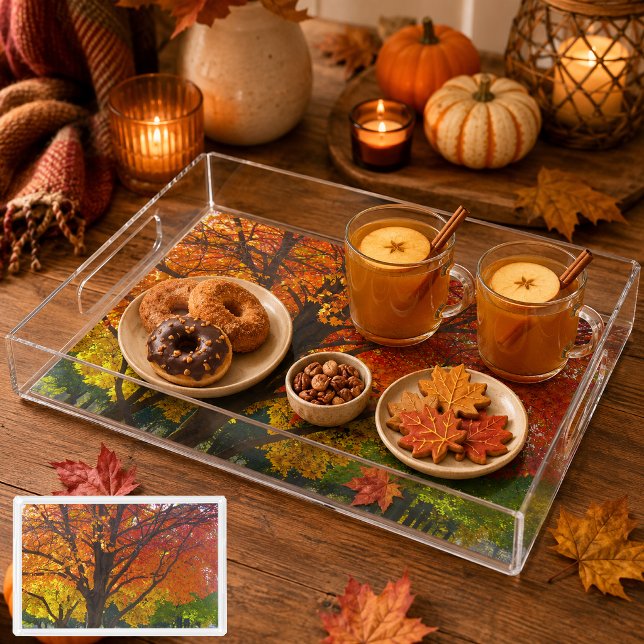 Autumn Leaves of Yellow and Orange Photo Ex Large Acrylic Tray (Autumn Leaves of Yellow and Orange Photo Ex Large Acrylic Tray)