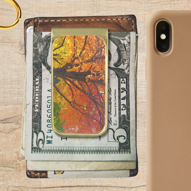 Autumn Leaves of Yellow and Orange Photo Gold Finish Money Clip (Autumn Leaves of Yellow and Orange Gold Finish Money Clip)