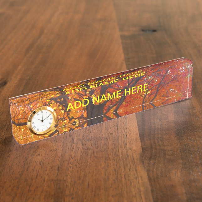 Autumn Leaves of Yellow and Orange Photo Name Plate (Side)