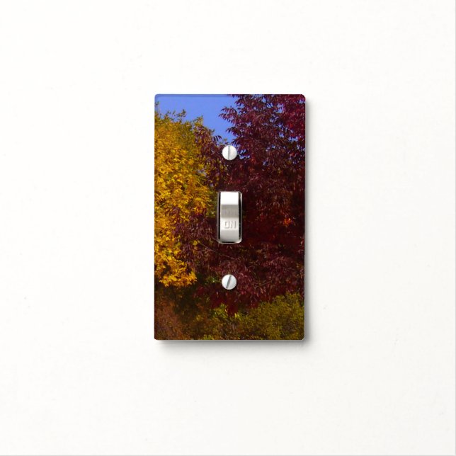 Autumn Leaves of Yellow and Purple Light Switch Cover (In Situ)