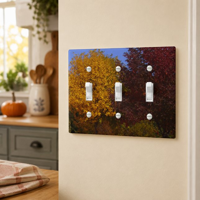 Autumn Leaves of Yellow and Purple Light Switch Cover (Autumn Leaves of Yellow and Purple, Light Switch Cover)