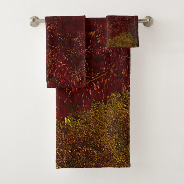 Autumn Leaves of Yellow and Purple, ZSSPG Bath Towel Set (Insitu)