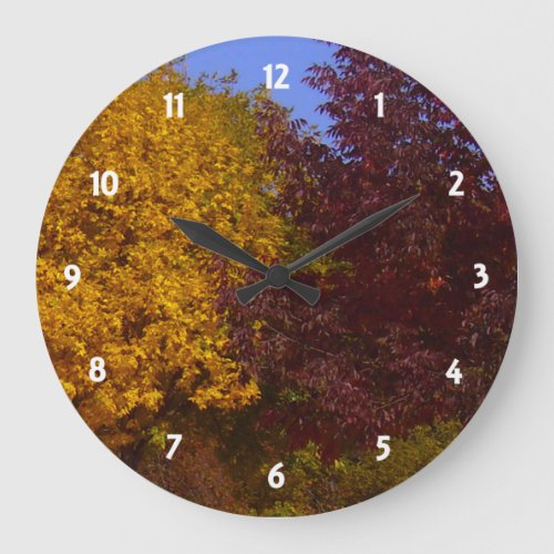 Autumn Leaves of Yellow and Purple ZSSPG Large Clock