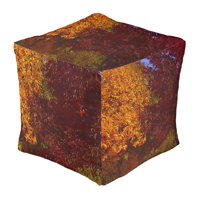 Autumn Leaves of Yellow and Purple, ZSSPG Pouf (Angled Front)