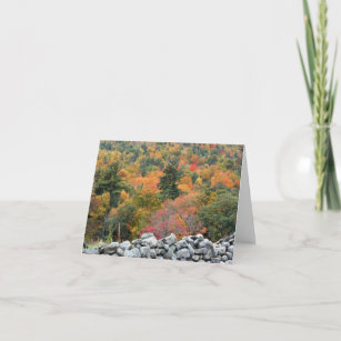 Autumn Leaves Old Stone Wall Note Card