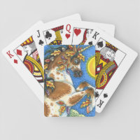 AUTUMN LEAVES ON A UNICORN STALLION, REARING HORSE PLAYING CARDS